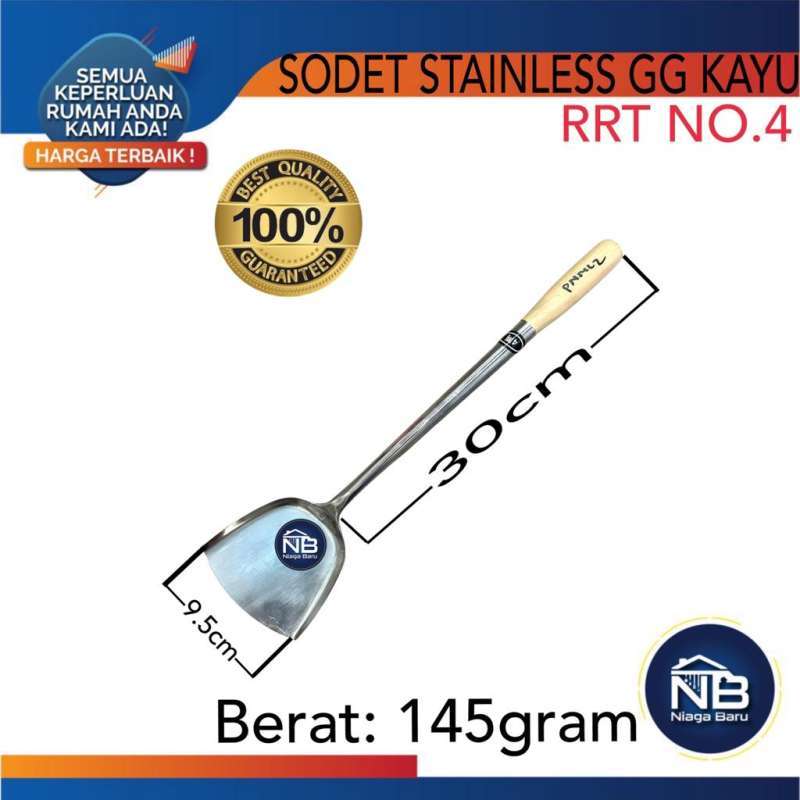 Jual Sodet Spatula Stainless Gagang Kayu Jumbo RRT No.4 di Seller Niaga
