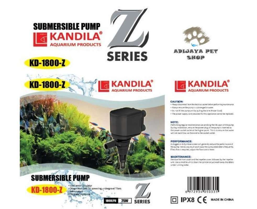 Jual Kandila Sub Pump / Powerhead Kd 1800 Z (Pompa Aquarium 1800 Liter