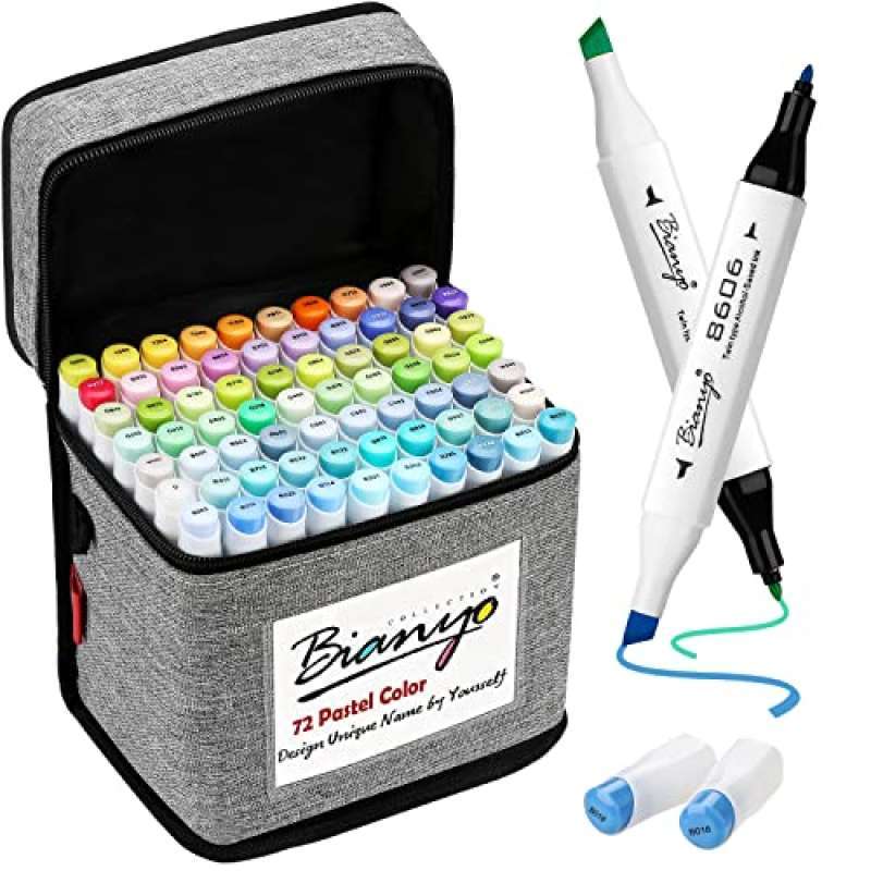 Jual Bianyo 72 Pastel Color Dual Tip Art Markers Set, Alcohol-Based ...