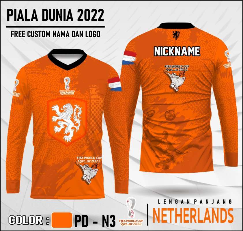 Promo Jersey piala dunia 2022 qatar baju bola timnas Netherlands custom bendera lengan panjang