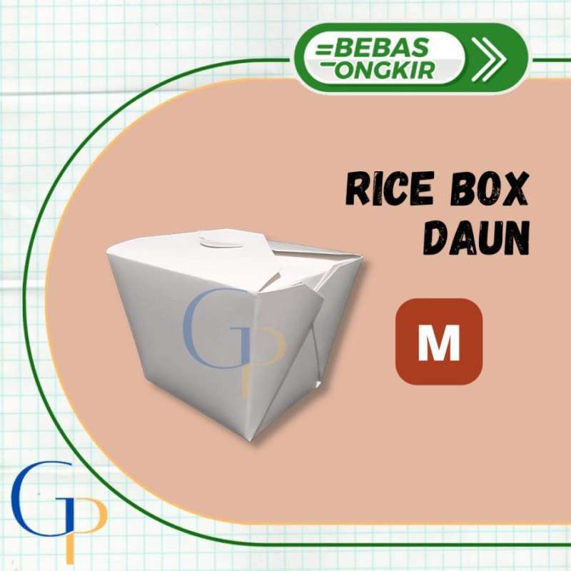 Jual Paper Rice Box Ukuran M Merk Daun Warna Putih/ Foodpail Ekonomis
