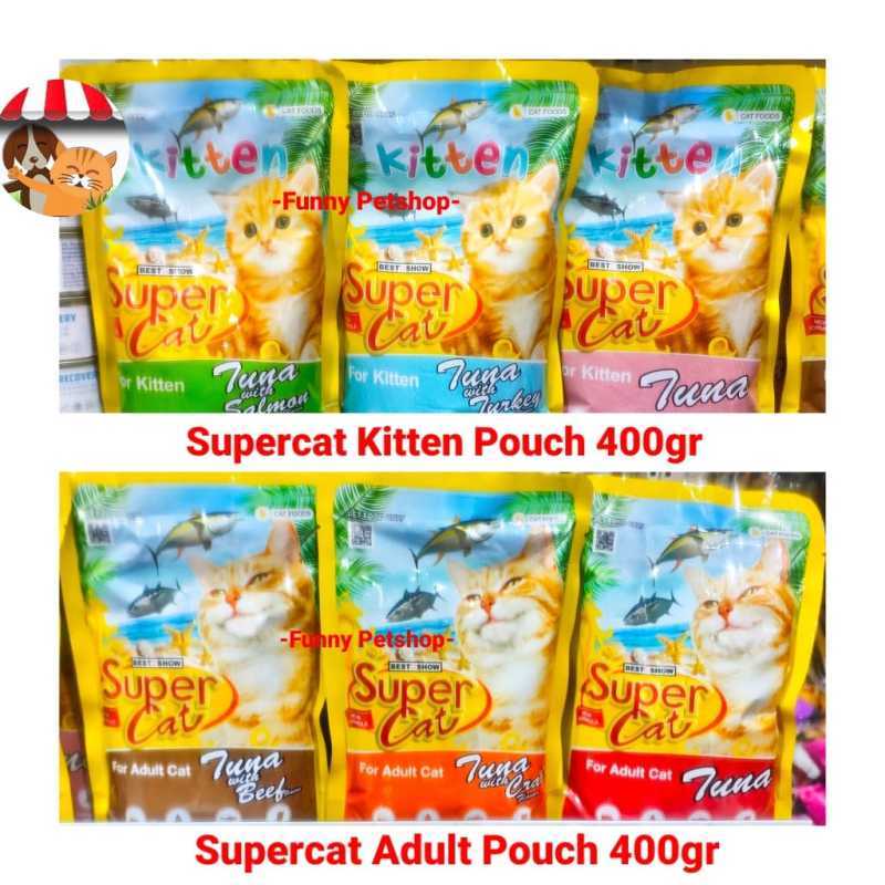Jual Super Cat Pouch 400gr All Variant Makanan Kucing Supercat Sachet
