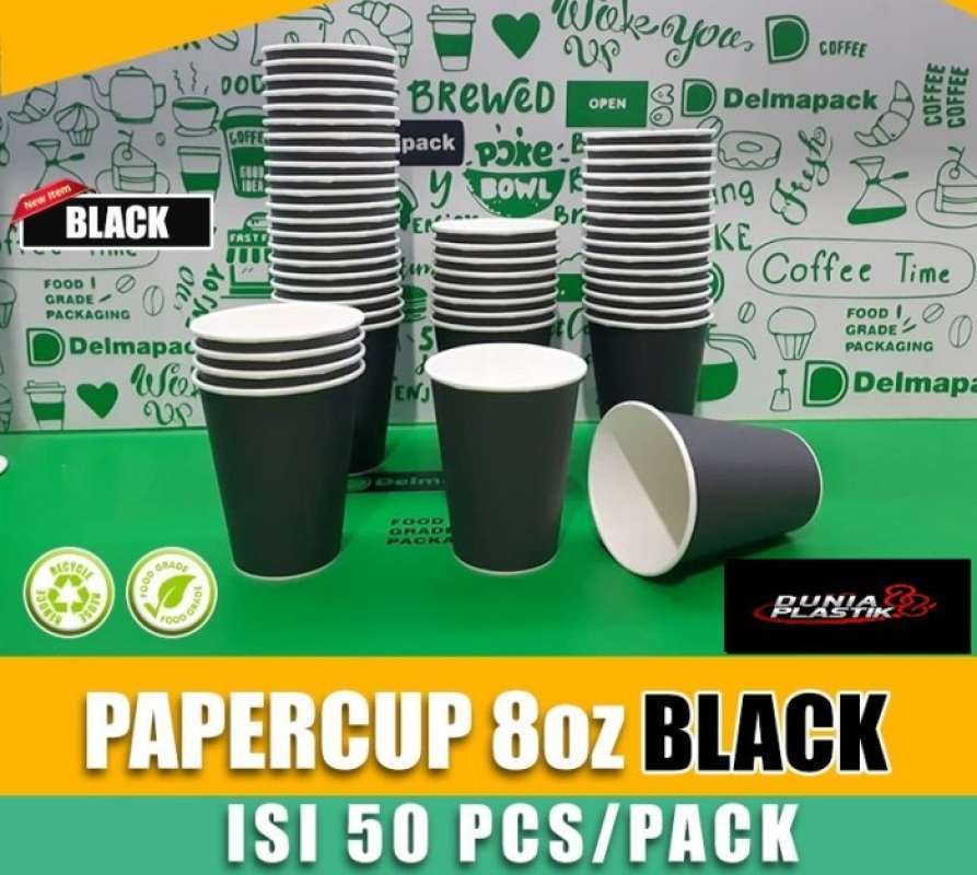 Jual Paper Cup Hitam 8oz / Gelas Kertas Full Black 8oz Di Seller ...