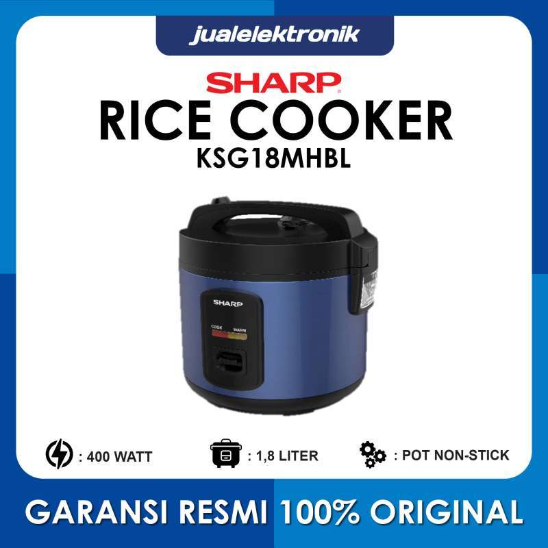 Jual Sharp KSG18MHBL Rice Cooker 1.8 Liter 400 Watt Blue Black Anti
