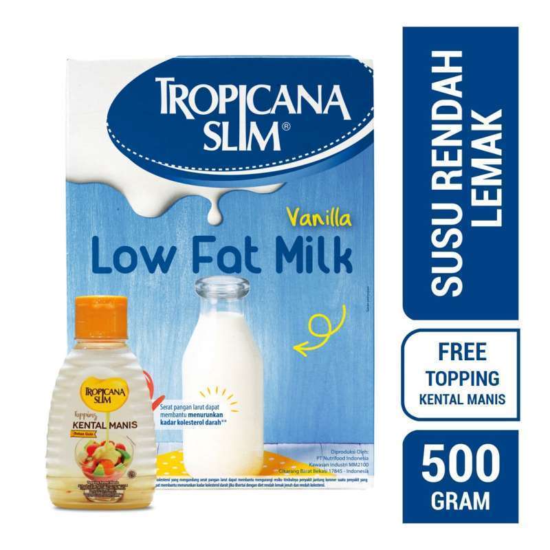 Jual Tropicana Slim Vanilla Low Fat Milk [500 g] + Free Tropicana Slim ...