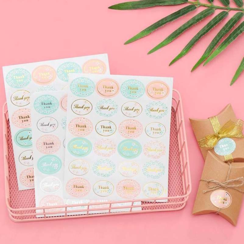Jual Stiker Label Thank You Bentuk Oval warna Pastel buat Paket