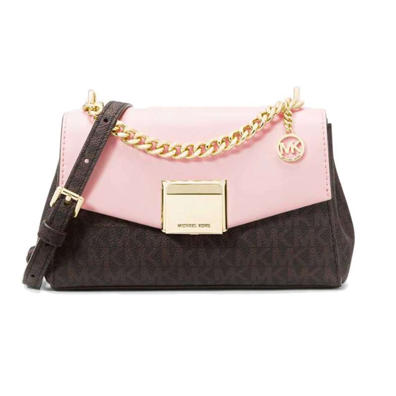 Jual Michael Kors Lita TwoTone Logo and Leather Small Crossbody Bag