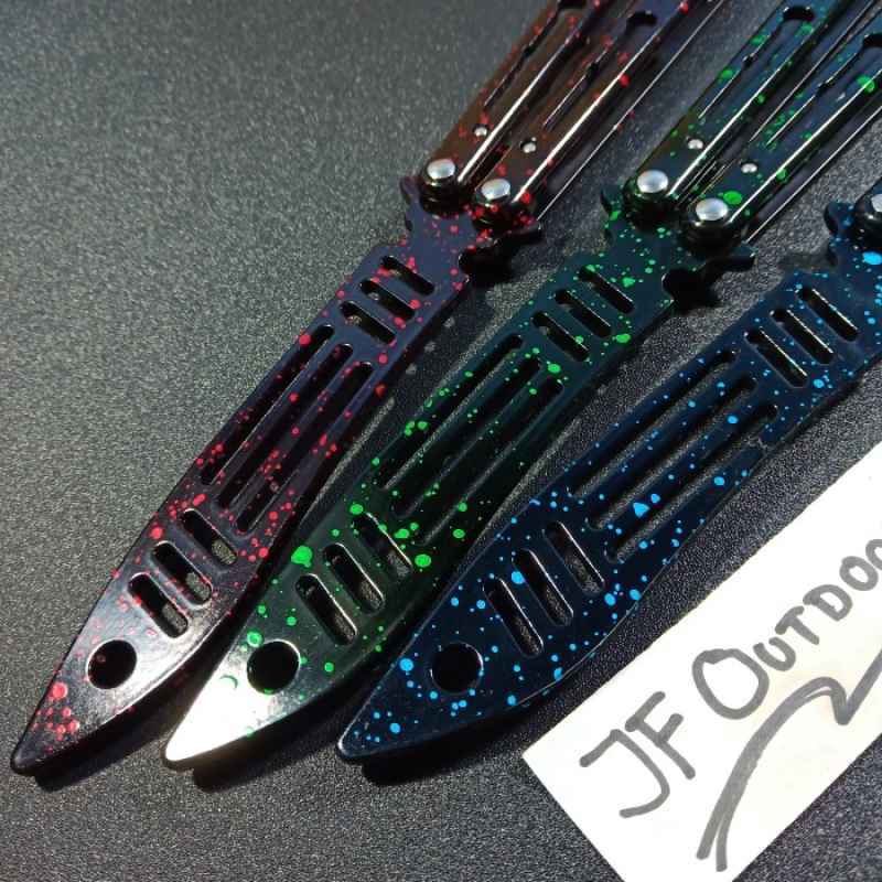 Promo Balisong Trainer Butterfly Knife CSGO Phantom Black RGB Diskon 50