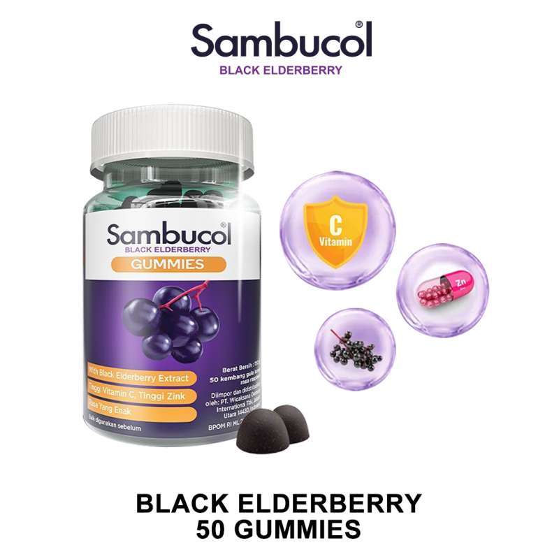 Jual SAMBUCOL BLACK ELDERBERRY GUMMIES MULTIVITAMIN KESEHATAN ANAK