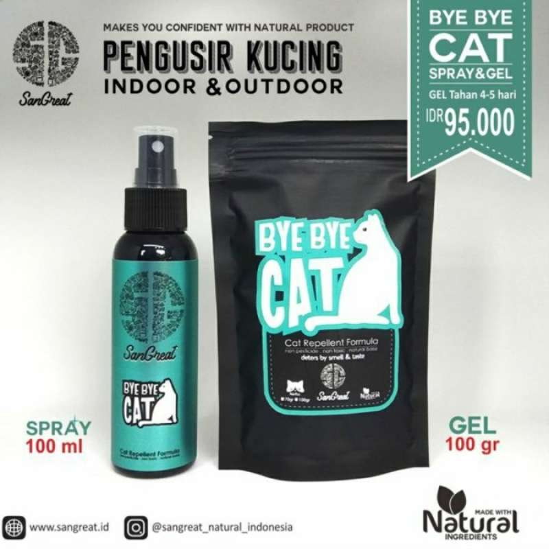 Promo Paket Bye Bye Cat Gel Dan Spray Pengusir Kucing Gel 100G Dan