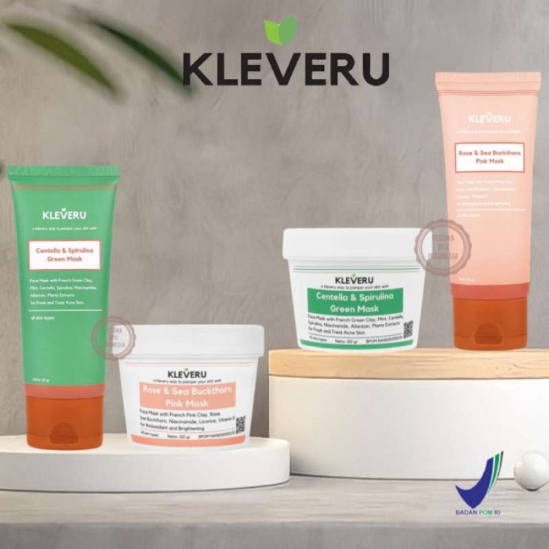 Jual Kleveru Centella And Spirulina Green Mask / Rose And Sea Buckthorn