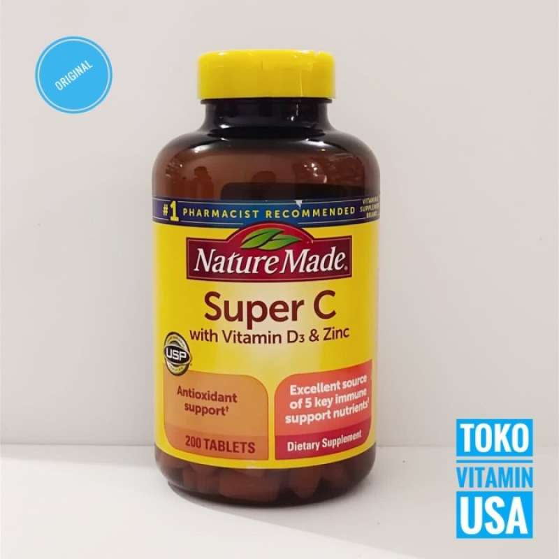 Jual Nature Made Super C With Vitamin D3 & Zinc Isi 200 Tablets Di