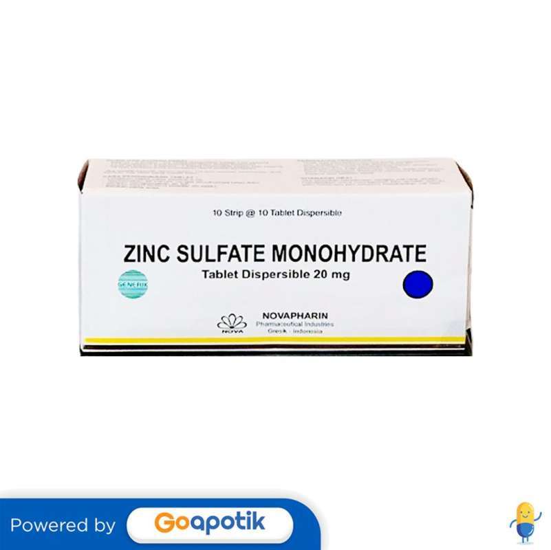 Jual ZINC SULFATE MONOHYDRATE NOVAPHARIN 20 MG BOX 100 TABLET di Seller