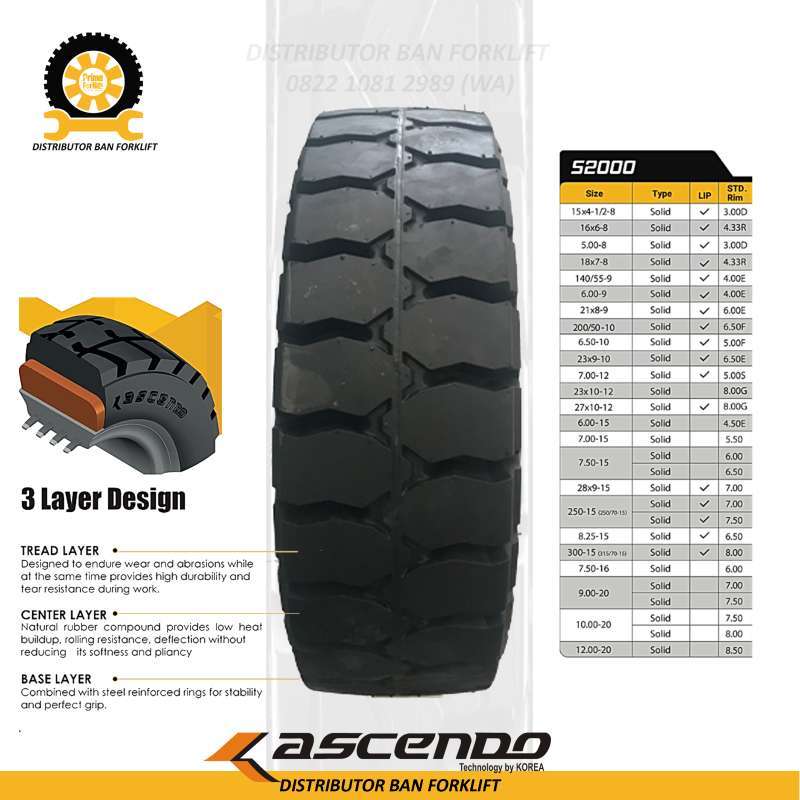 Jual Ban Forklift Ascendo 75016 / Ban Mati di Seller DISTRIBUTOR BAN