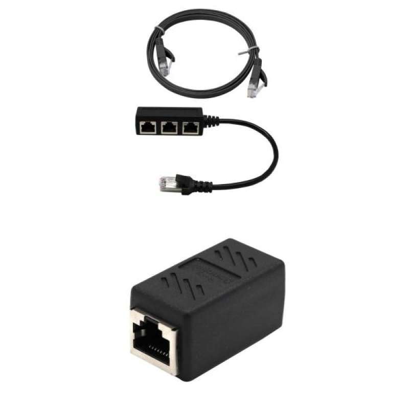 Jual Rj45 Extender M/f Splitter&cat6 Cable+black Cat5 Rj45
