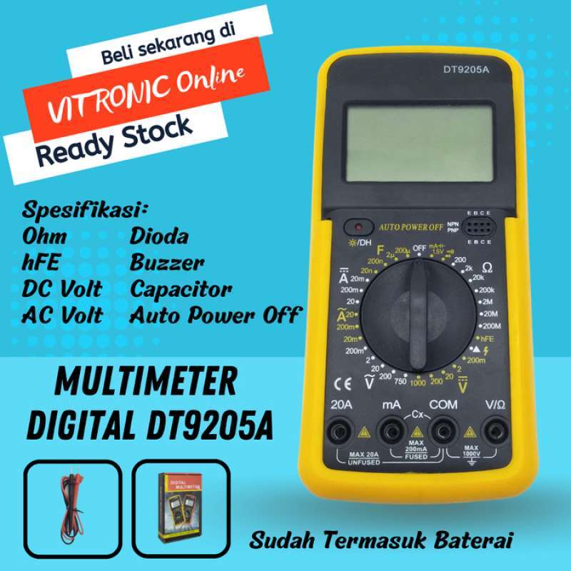 Jual Multimeter Digital Dt9205a Multitester Dt 9205a Tester 9205 Di ...