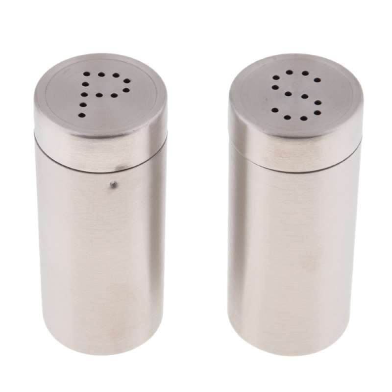 Jual 2pcs Salt And Pepper Shakers Set With Pour Holes Stainless Steel