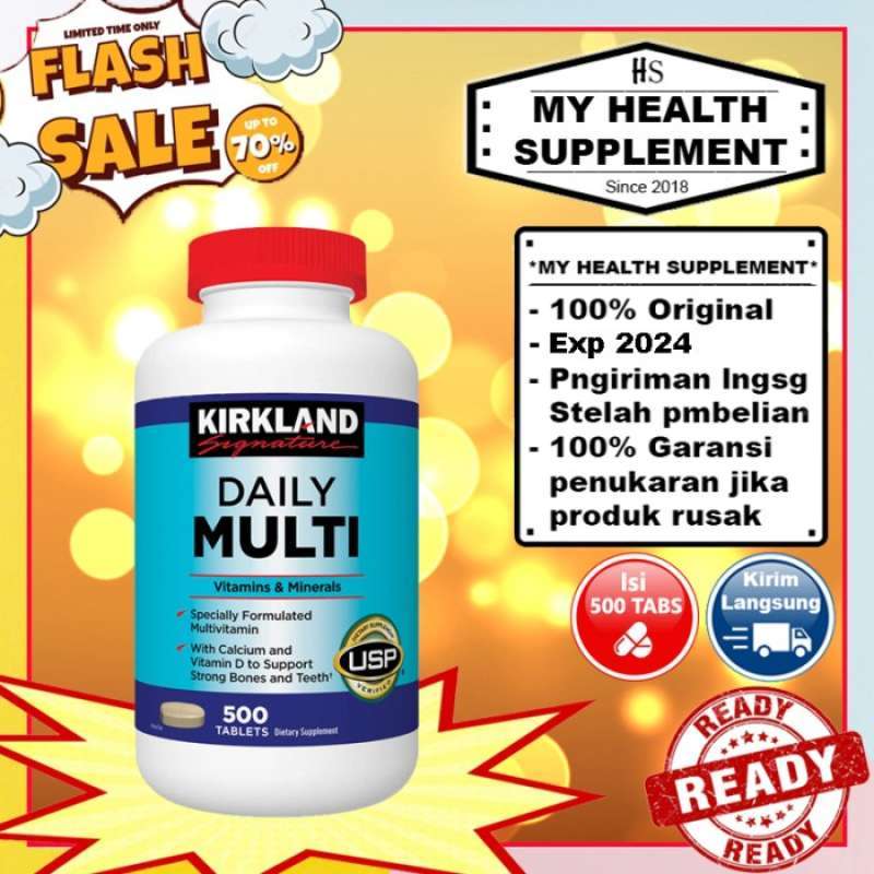 Jual kirkland signature daily multivitamin and mineral 500 tablet di