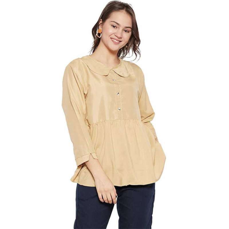 Jual Avriana Blouse Atasan Kerah Korean Desain Renda Moti   f Polos Baju