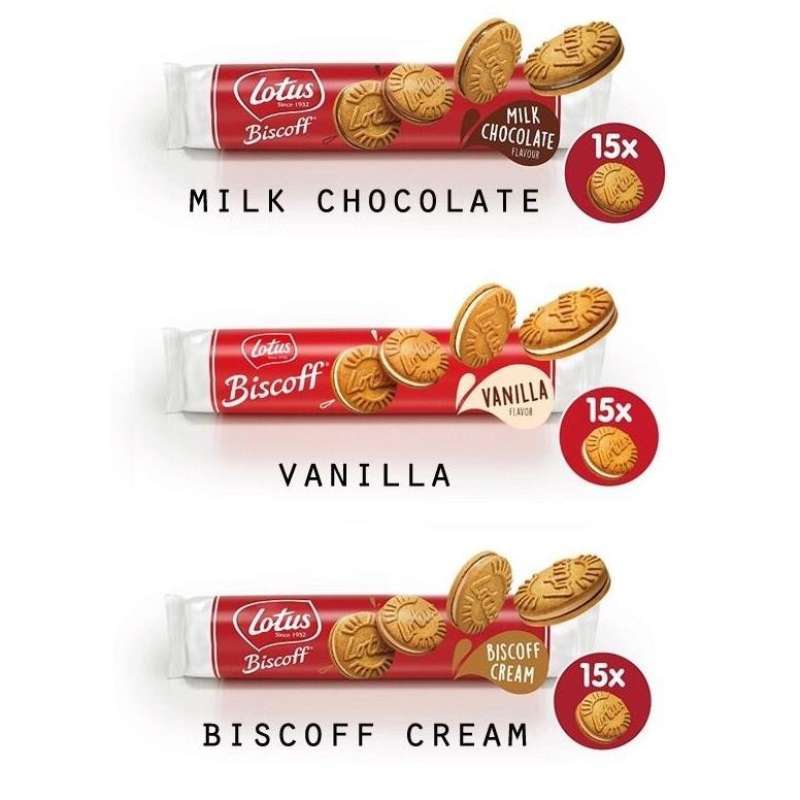 Promo LOTUS BISCOFF SANDWICH CARAMEL BISCUITS VANILLA CREAM 150GR