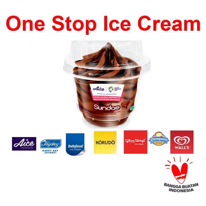 Jual Aice Choco Sundae Ice Cream Es Krim Cup Rasa Cokelat dan Saus