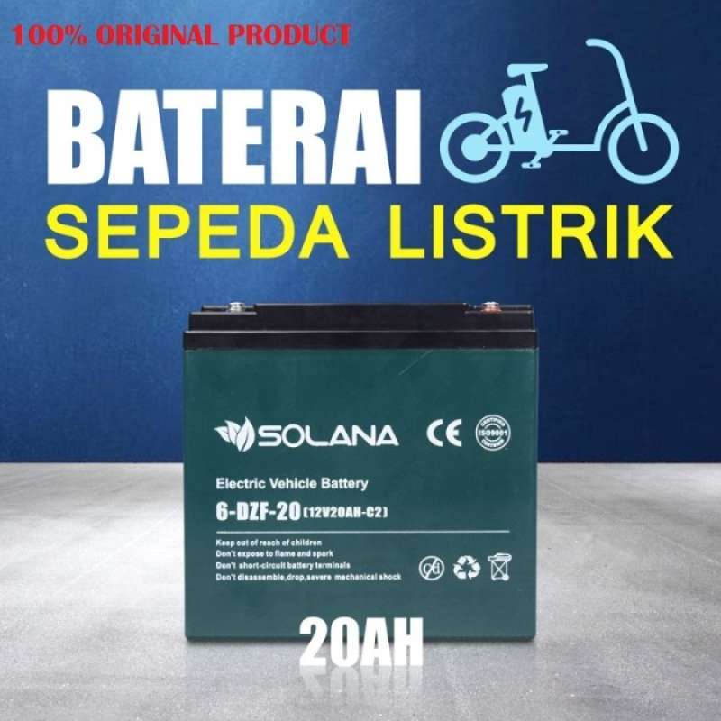 Promo SOLANA E-BIKE 12V 20AH BATERAI SEPEDA/MOTOR LISTRIK BATTERY AKI