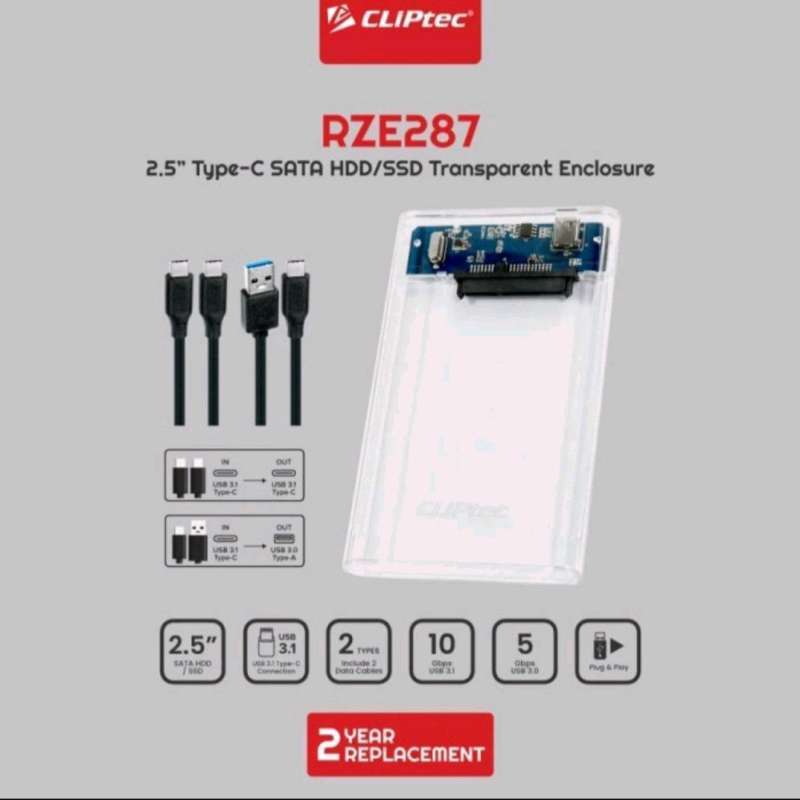 Jual Case Hdd / Ssd 2.5 Inch Sata Type-c USB 3.0 Transparant Cliptec ...