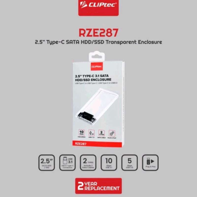 Jual Case Hdd / Ssd 2.5 Inch Sata Type-c USB 3.0 Transparant Cliptec ...
