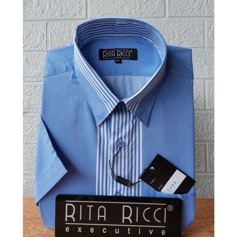 Jual RITA RICCI Kemeja Pria gaya EXECUTIVE Formal Casual Salur Biru