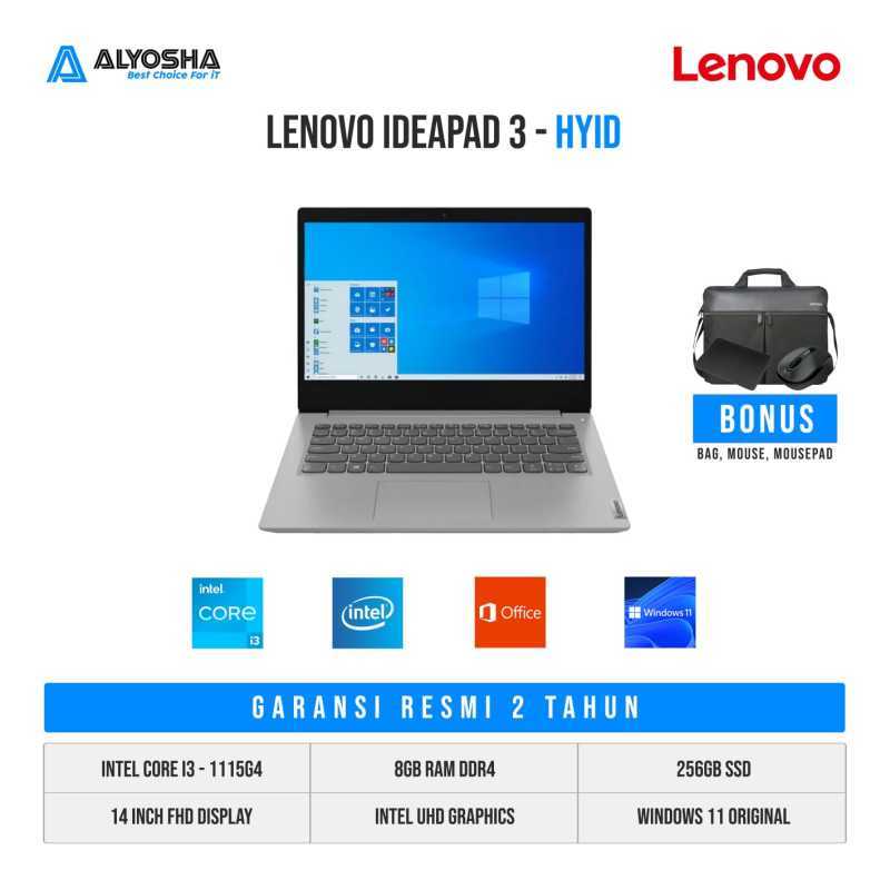 Jual Lenovo Ideapad 3 Hyid Core I3 1115g4 8gb 256gb 14fhd