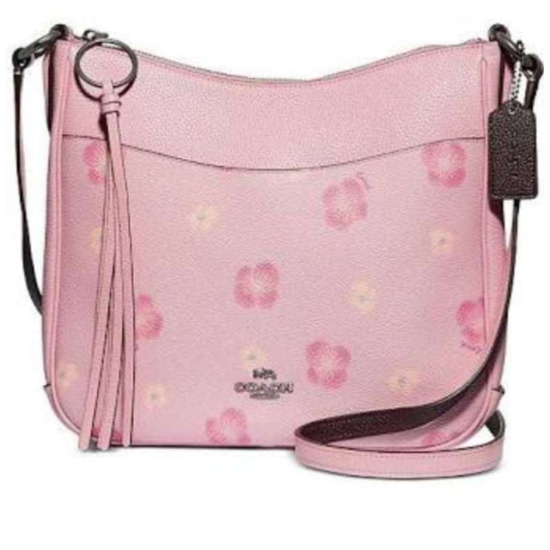 Jual Coach Chaise Pansy Print Leather Crossbody Aurora Soft Pink di