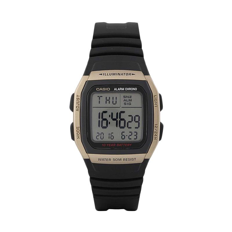 jual casio w 96h 9av silicon jam tangan pria black gold jual casio w 96h 9av silicon jam tangan pria black gold