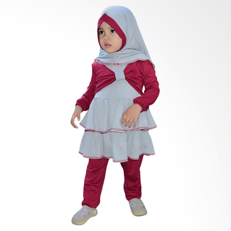 Jual Elbi Winnie Set Baju Muslim Anak Balita Abu Merah di Seller