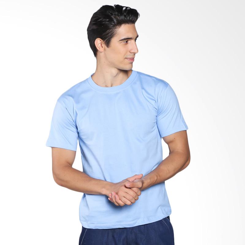 Jual VM Kaos O  Neck  Polos Simple T Shirt Biru  Muda  