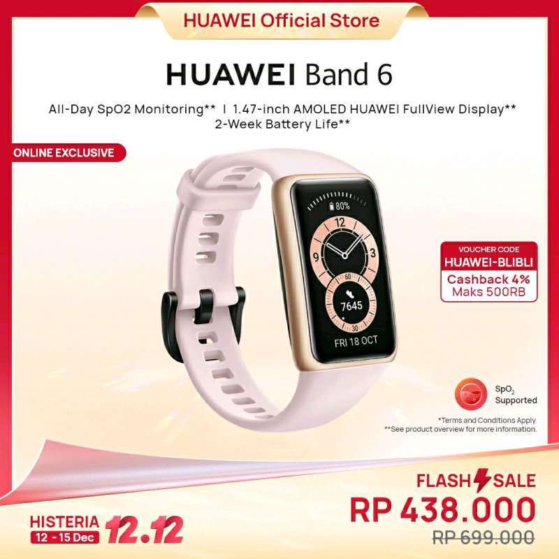 Jual HUAWEI Band 6 Smartband | Pemantauan SpO2 24 jam | Tampilan Layar