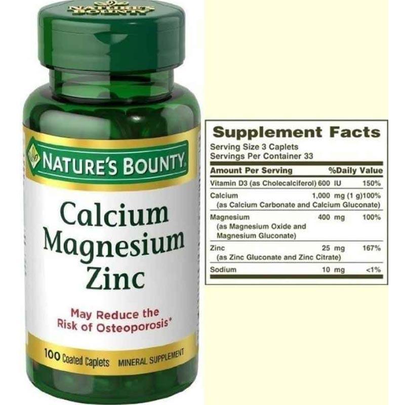 Promo Nature's Bounty, Calcium Magnesium Zinc with Vitamin D3, isi 100