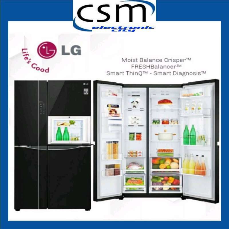 Promo LG GCC247UGUV Kulkas Side By Side Inverter [675 L] Black Glass