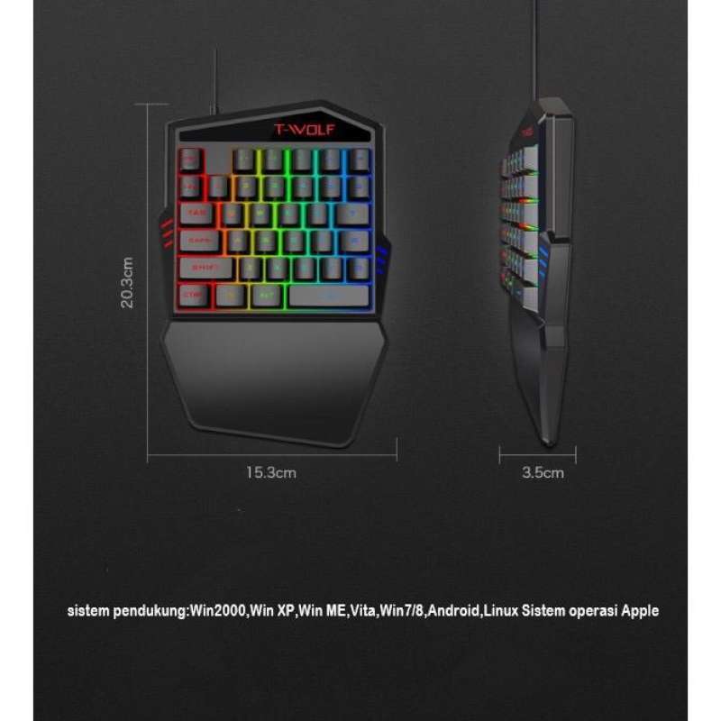 Jual Twolf Single Hand Gaming Rgb Keyboard Dan Mouse Pubg Keyboard ...