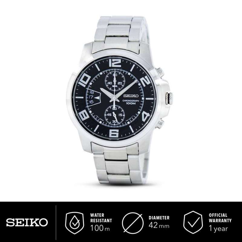 Promo Jam Tangan Pria Seiko Chronograph Black Dial Stainless Steel