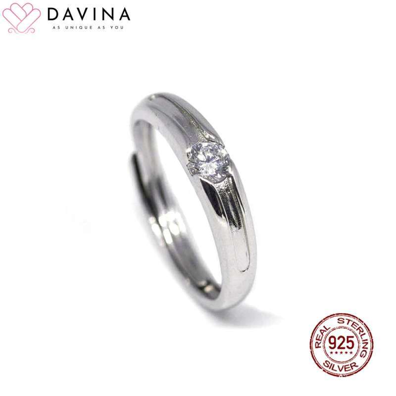 bonlavie cincin tunangan pria 925 perak sterling vintage princess cut safir buatan cz ukuran 6 9