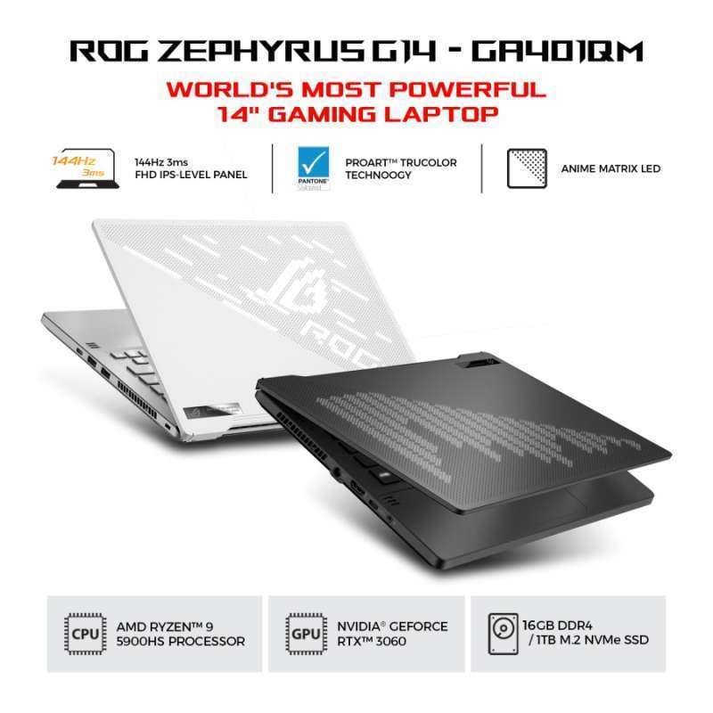 Jual Asus ROASUS ZEPHYRUS G14 GA401QM-R936B6G-O Ryzen 9 5900HS RTX 3060 16gb 144hz Jual Asus ROASUS ZEPHYRUS G14 GA401QM-R936B6G-O Ryzen 9 5900HS RTX 3060 16gb 144hz