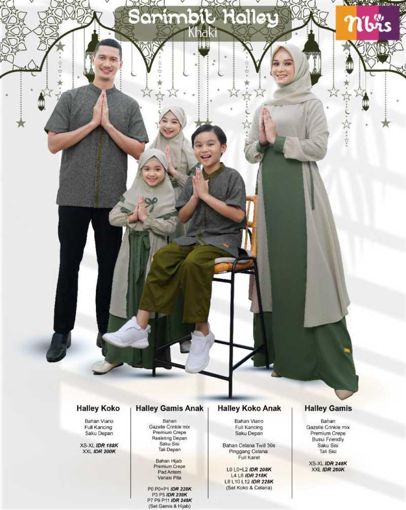 Jual Nibras Baju Muslim Set Couple Keluarga Sarimbit Halley Nibras 2021