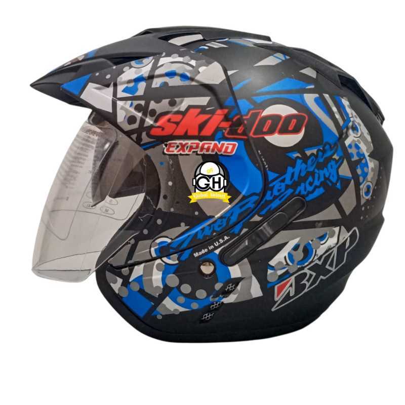 Jual Helm Motor SNI BXP Original 2 kaca (Double visor) Skido Blue Doff