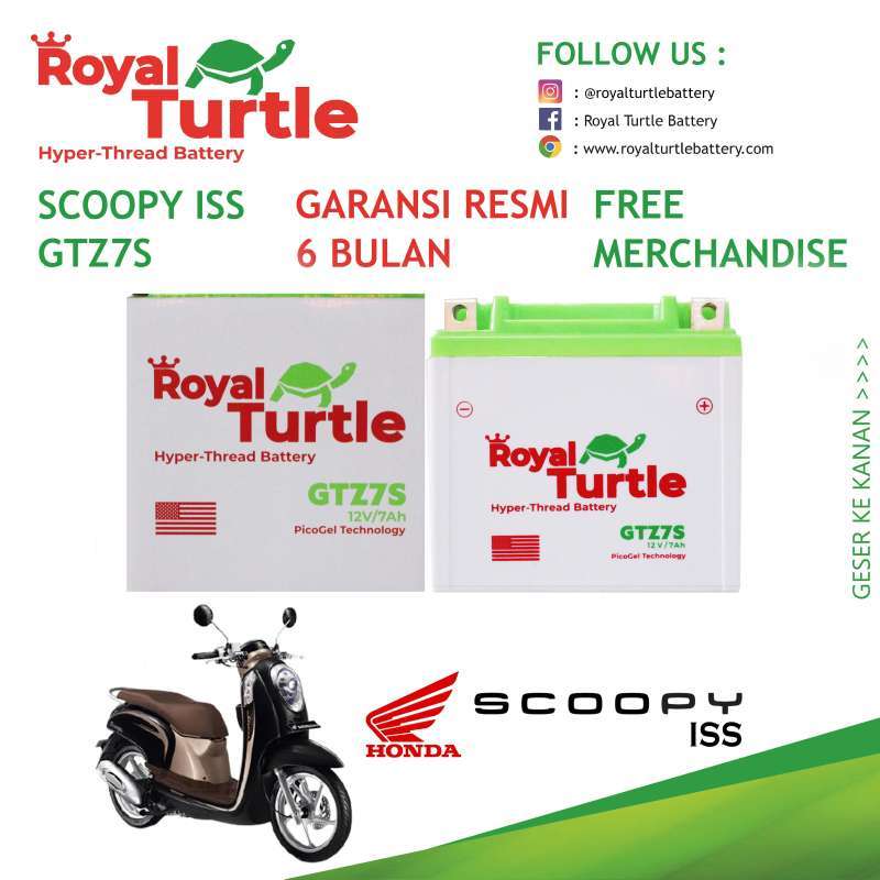 Jual Aki Motor Honda Scoopy ISS (Idling Stop System) ROYAL TURTLE GTZ7S