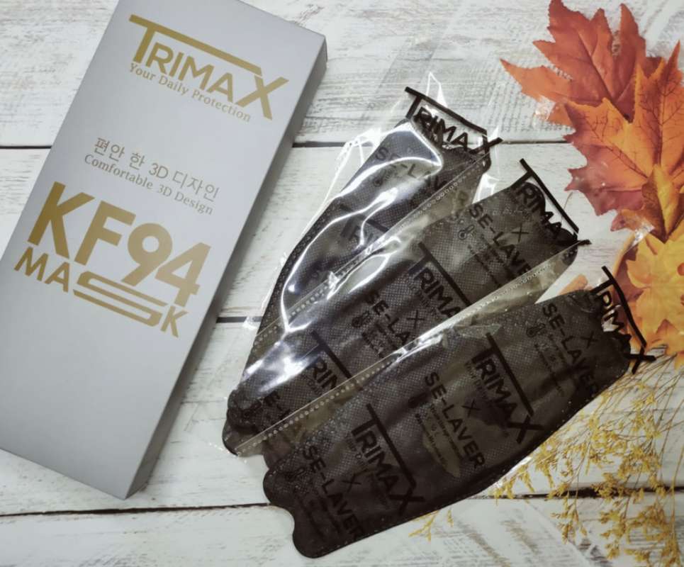 Jual MASKER KF94 TRIMAX 4PLY SINGLE PACK PERMIUM MASK HITAM 1 BOX ISI