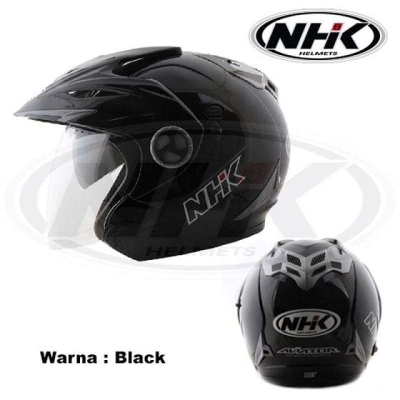 Jual Helm Nhk Half Face Aviator Black Glossy M Black di Seller