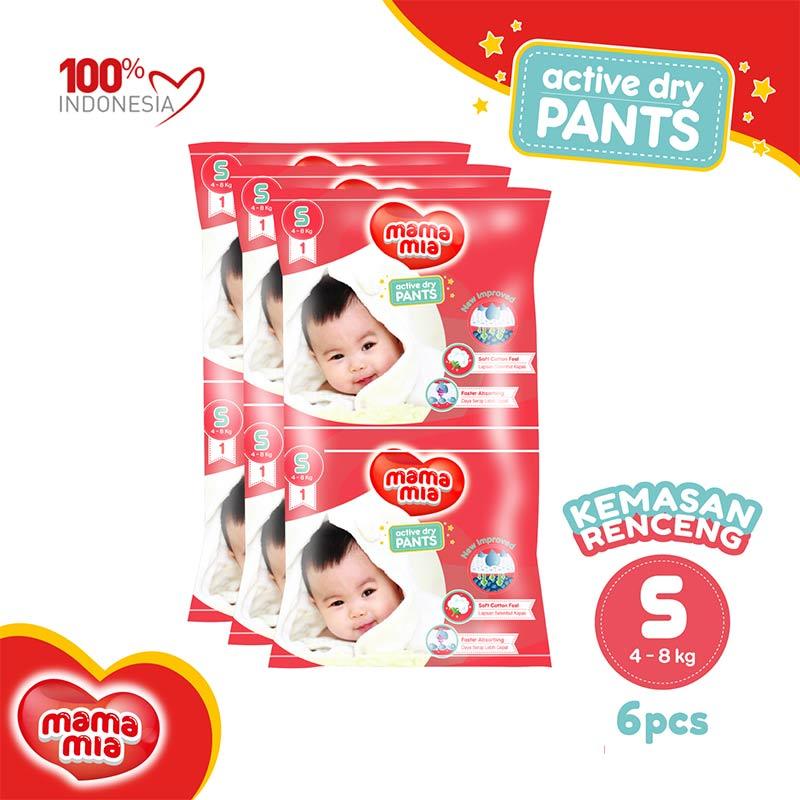 Jual Mamamia Baby Diapers Pants [S1/ 6 pcs/ Kemasan