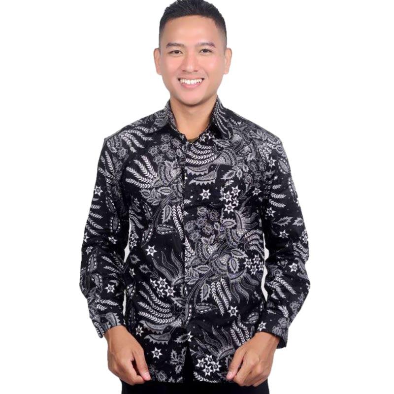 Promo Batik Prass Padi Abu Kemeja Batik Pria Lengan Panjang di Seller