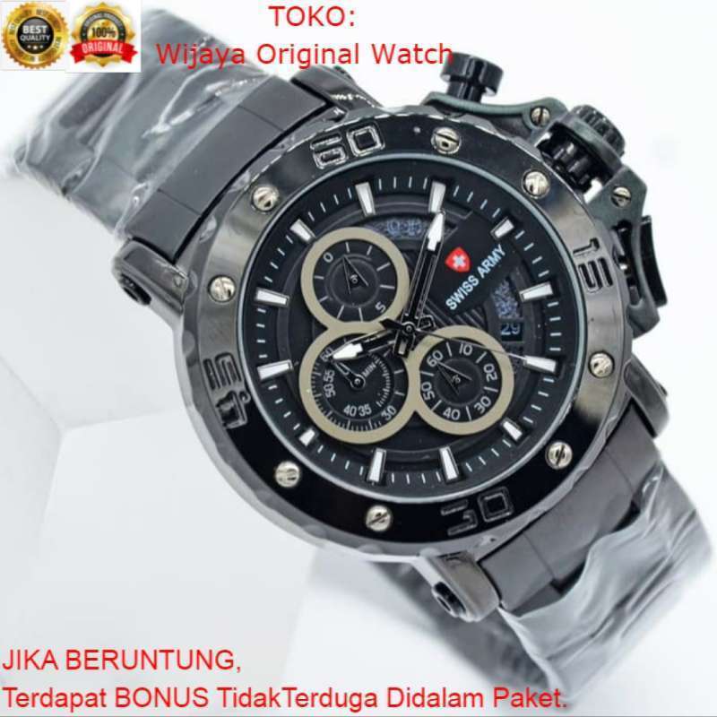 Jual BERGARANSI Jam Tangan Pria Chronograph Swiss Army-100% Original