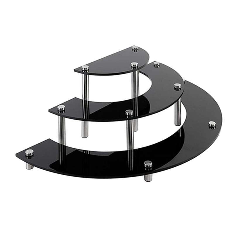 Jual 3 Step Black Acrylic Retail Counter Display Riser Stand Half Moon Display Racks di Seller